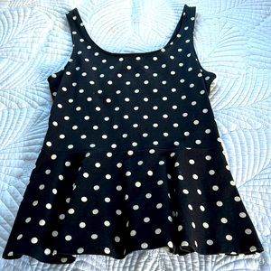 Polka dot knit peplum top